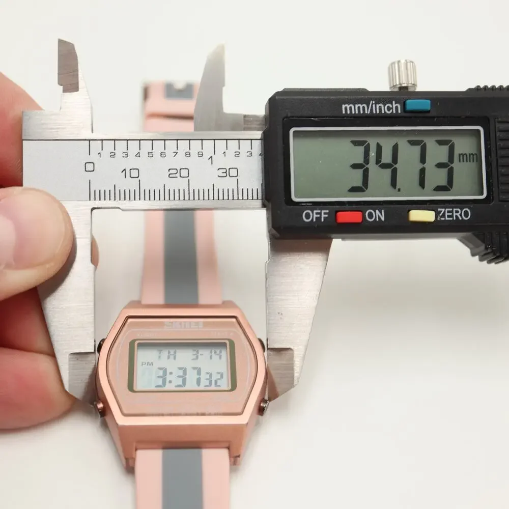 SKMEI Womens Rose Gold Tone 35mm Digital Sport Watch Alarm Chrono w New Battery